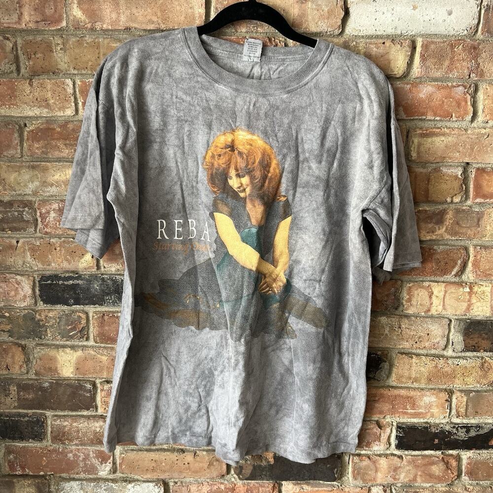 Vintage Reba McEntire Starting Over 20 Years Country Tye Dye Gray Shirt XL 90s